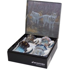 McIntosh Fine Bone China Mug Set of (4) - Robert Bateman "Wolves"